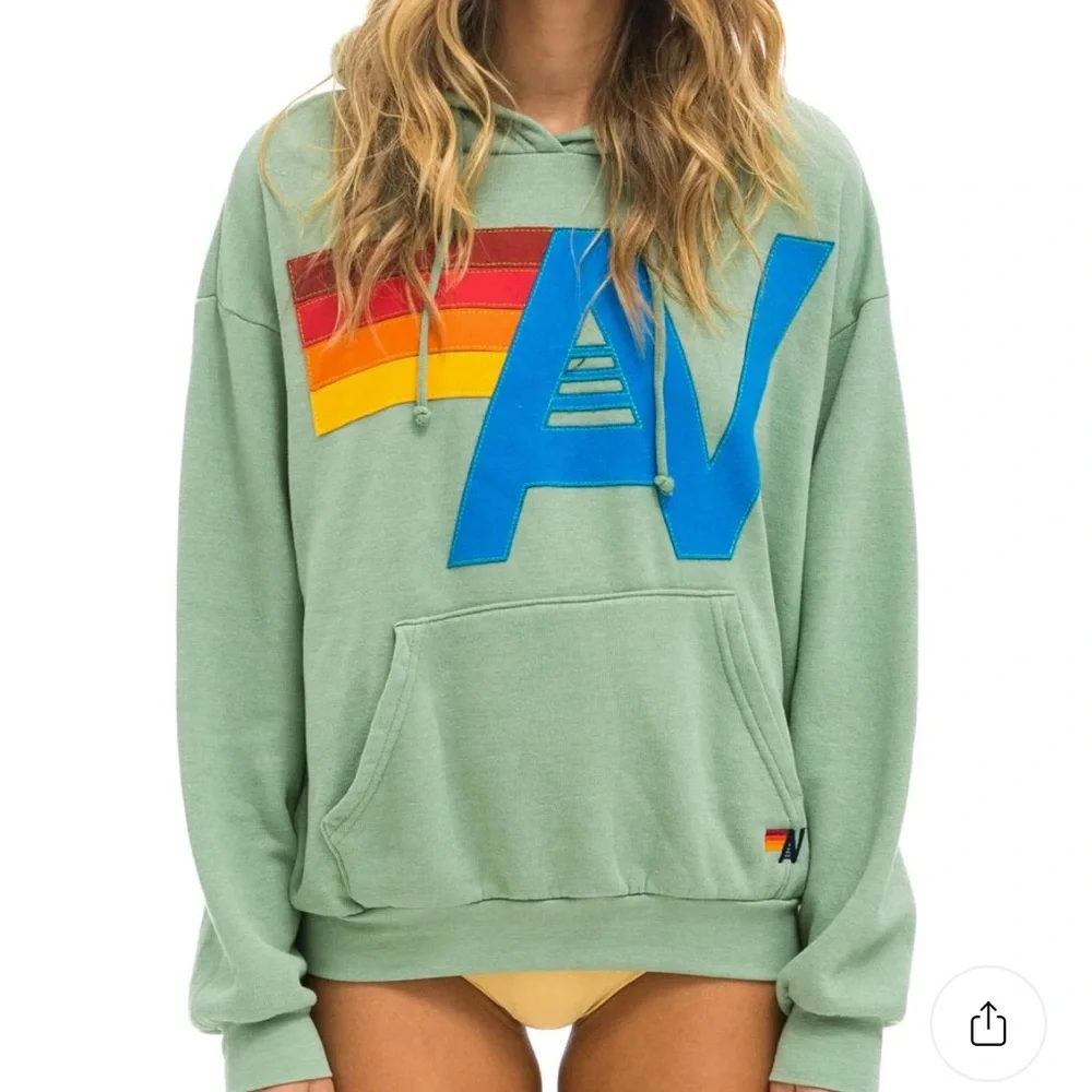 Aviator Nation set  logo Stitch Relaxed hoodie and sweatpants in Sage - Picture 9 of 10